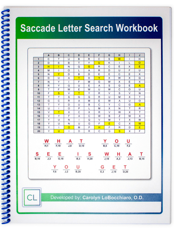 Cuaderno de ejercicios de búsqueda de letras mediante sacadas
